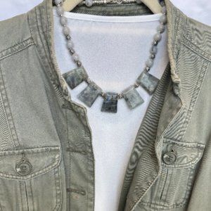 Green Stone Chunky Beaded Necklace and Earring Set NWT